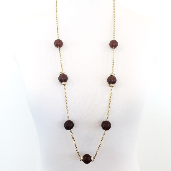 J. Crew long necklace brown acrylic beads - Picture 16 of 16